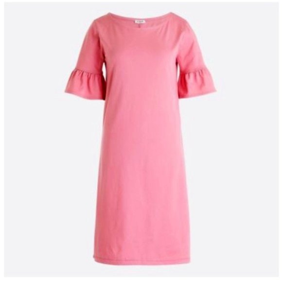 J. Crew Pink Ruffle Sleeve T-Shirt Dress Size Small - Picture 1 of 11